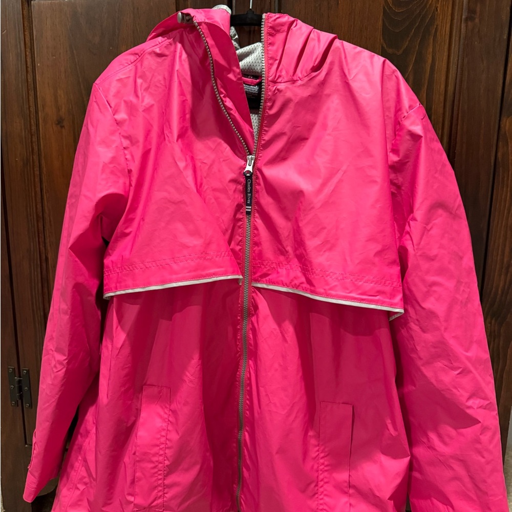 Charles River Apparel Pink Jacket with Overlapping Design